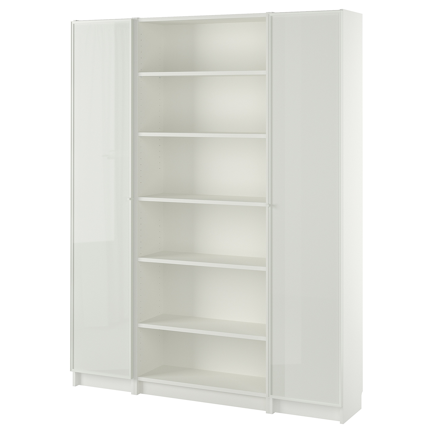 IKEA BILLY / HÖGBO kombinacja regałowa szklane drzwi, biały, 160x202 cm