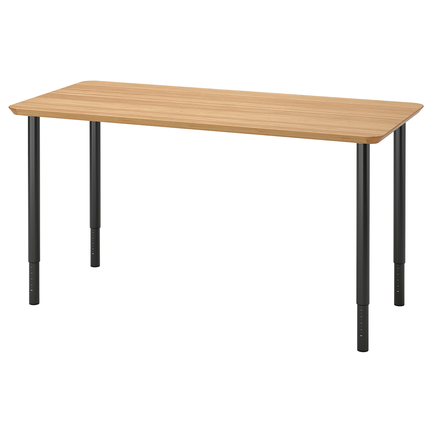 IKEA ANFALLARE / OLOV biurko, bambus/czarny, 140x65 cm