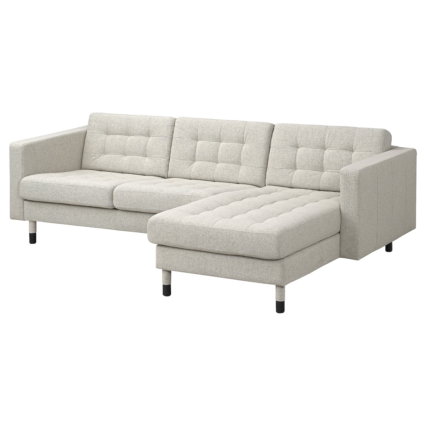 IKEA LANDSKRONA sofa 3-osobowa z szezlongiem, Gunnared beżowy/czarny/drewno, Szerokość: 240 cm