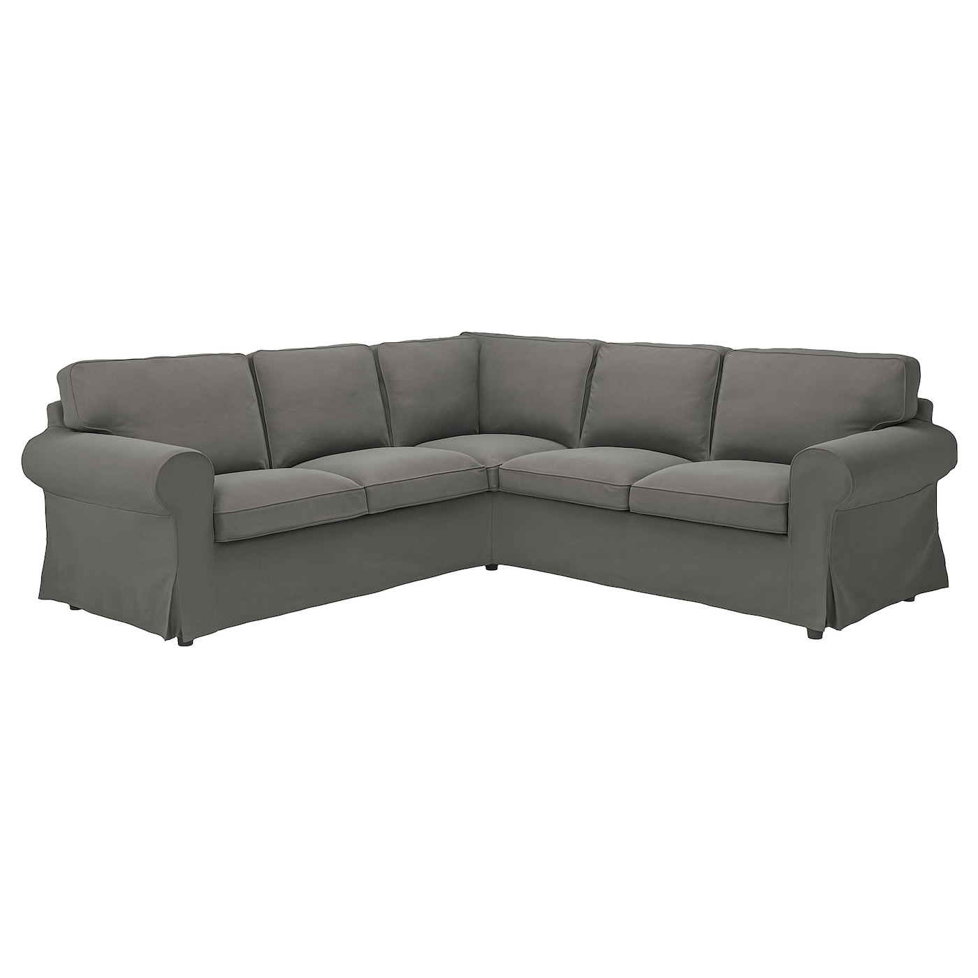 IKEA EKTORP sofa narożna 4-osobowa, Hakebo ciemnoszary, Podłokietnik szerokość: 24 cm