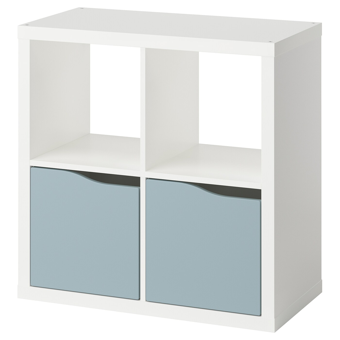 IKEA KALLAX regał, z 2 drzwi biały/jasny szaroniebieski fala, 77x77 cm