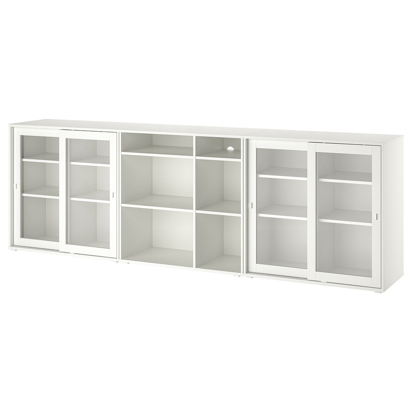 IKEA VIHALS regał/szklane drzwi, biały/szkło bezbarwne, 285x37x90 cm