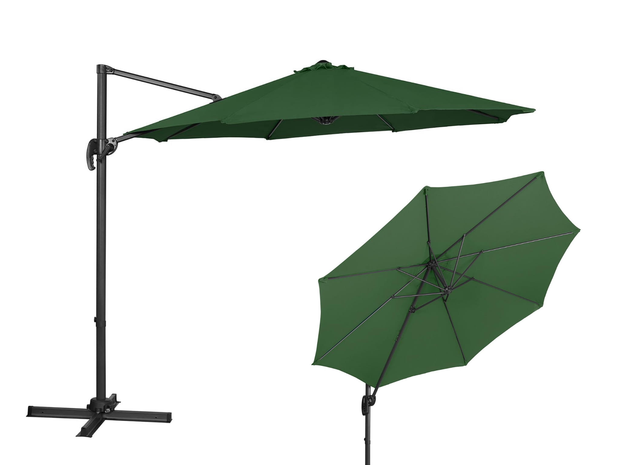 Parasol ogrodowy z wysięgnikiem okrągy 300cm zielony