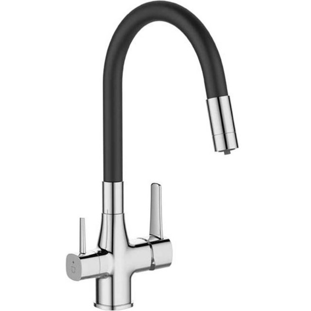INVENA Bateria kuchenna z filtrem GLAMOUR z filtrem chrom/czarna BZ-0