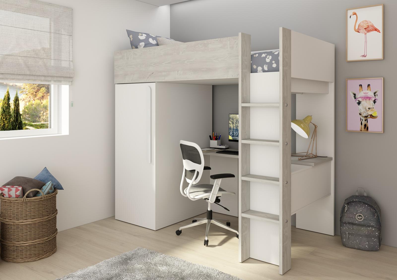 Łóżko piętrowe z biurkiem Bo9 - cascina, white