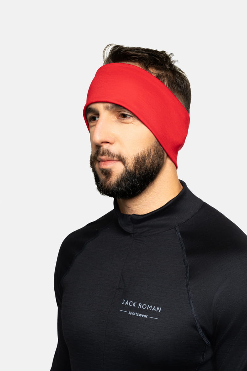 Opaska sportowa Expedition Extra Warm z wełny merino, czerwona, 283 gr
