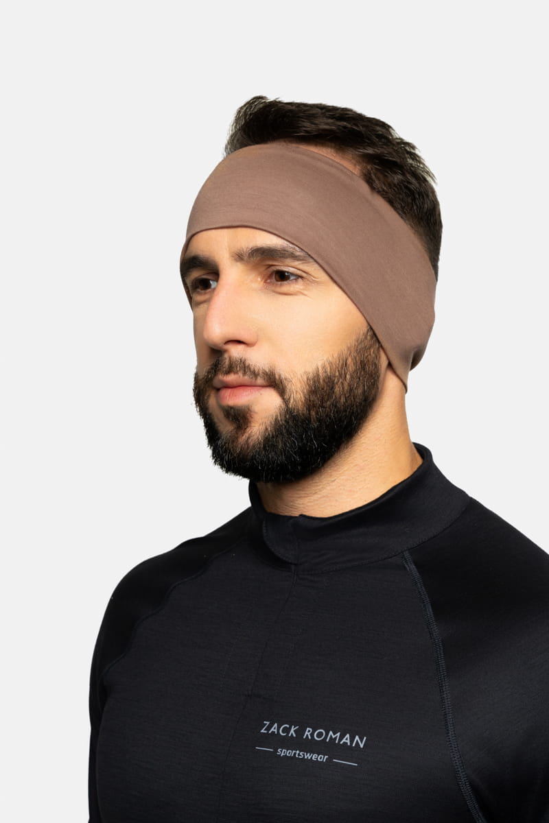 Opaska sportowa z wełny merino, beżowa