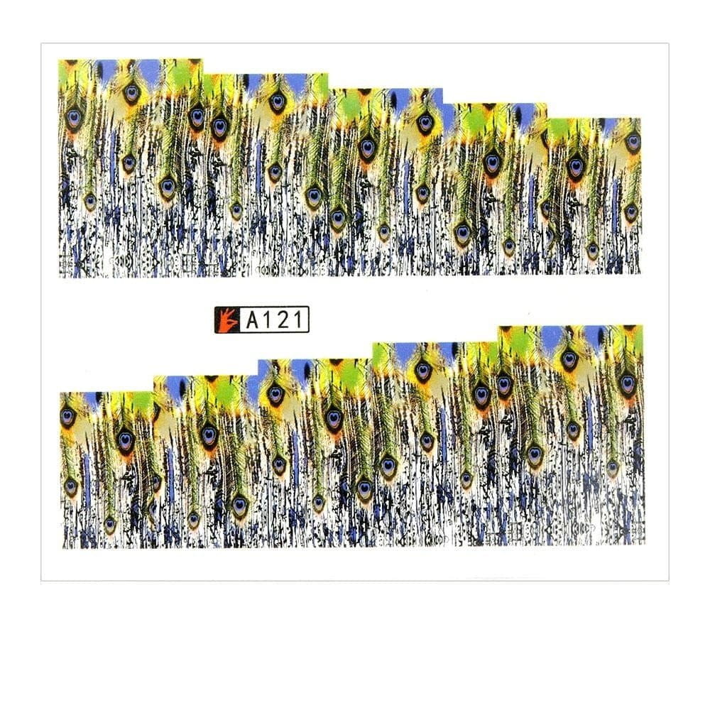 Naklejki wodne do paznokci arkusz 6,5 x 5,5 cm na 10 palców Nr a121