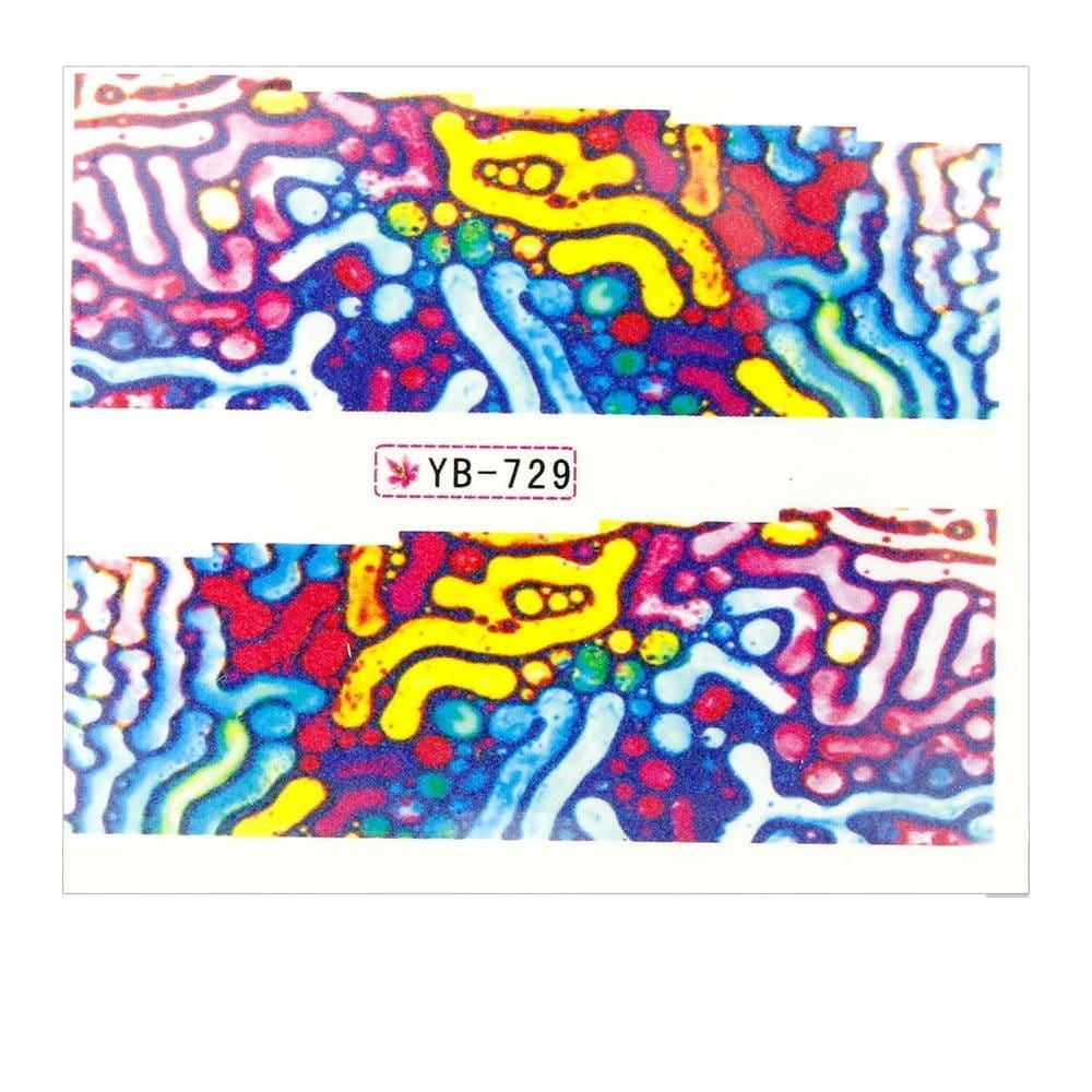 Naklejki wodne do paznokci arkusz 6,5 x 5,5 cm na 10 palców yb Nr 729