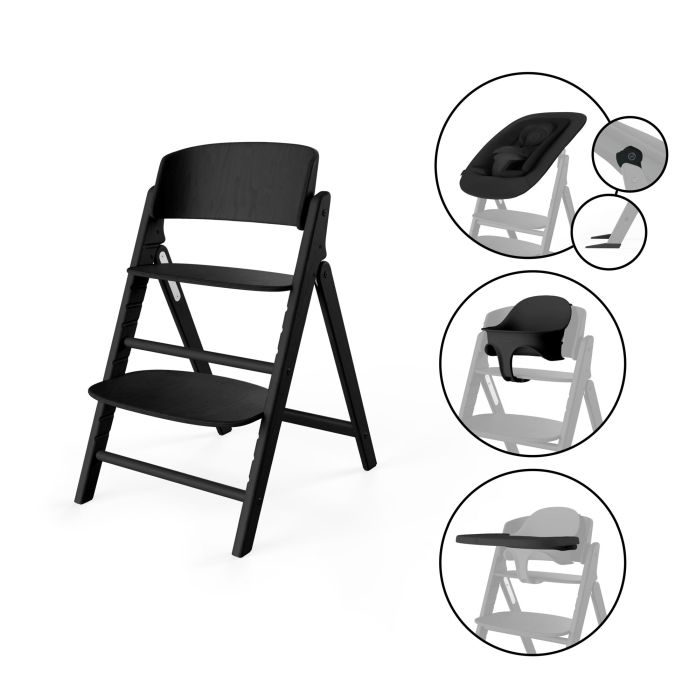 Cybex Click & Fold 4w1 - krzesełko z bujaczkiem, zestawem Baby Set i tacką-Stunning Black