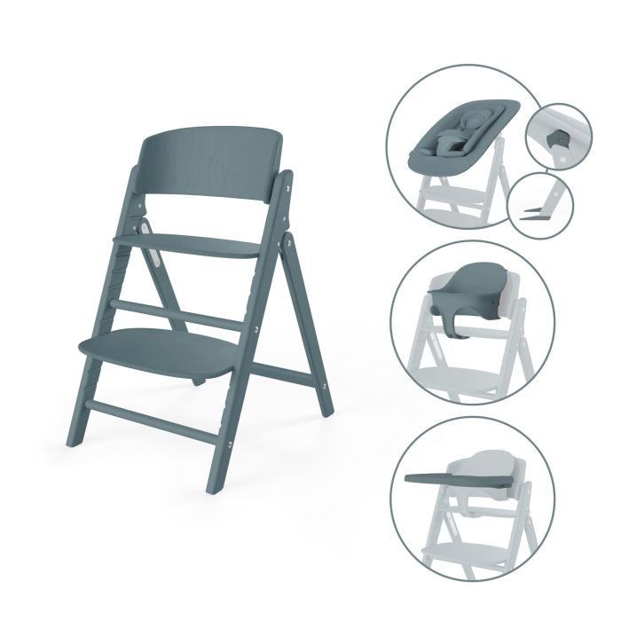 Cybex Click & Fold 4w1 - krzesełko z bujaczkiem, zestawem Baby Set i tacką-Stone Blue
