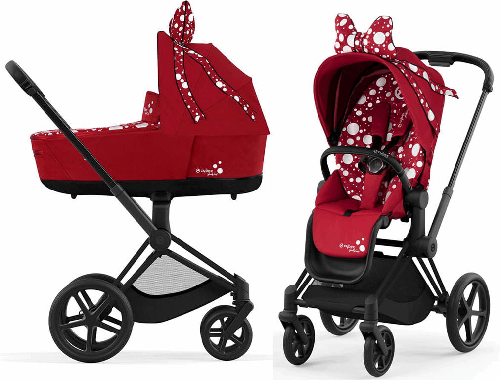 Cybex ePriam Fashion Collection - wózek głęboko-spacerowy z napędem elektrycznym-Cybex by Jeremy Scott Petticoat-Chrome z brązową rączką
