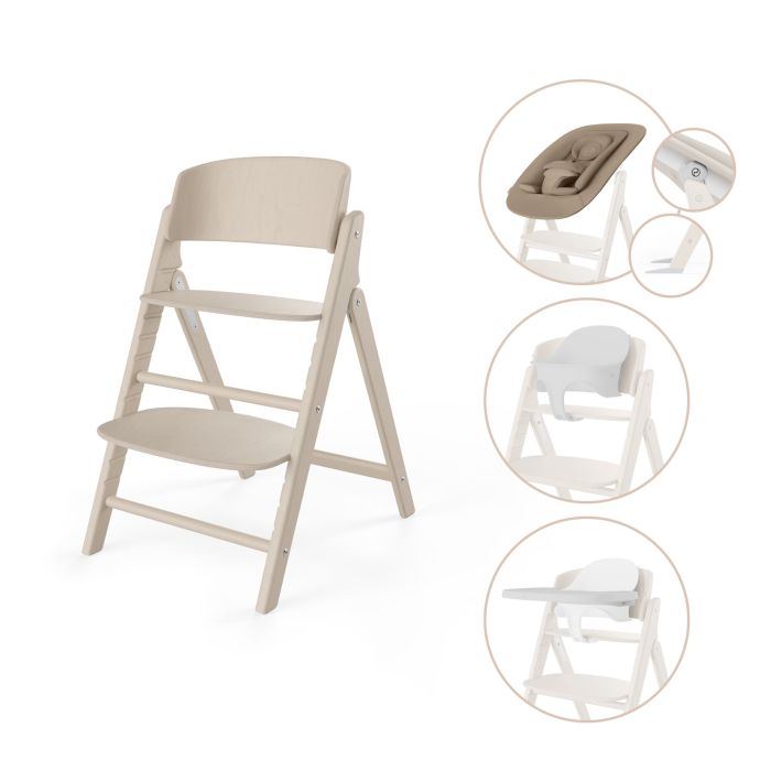 Cybex Click & Fold 4w1 - krzesełko z bujaczkiem, zestawem Baby Set i tacką-All Natural