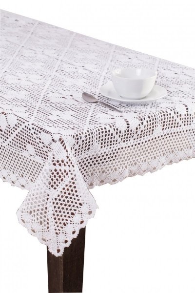 Obrus szydełkowy rozmiar: 140x260 wzór 559 biały