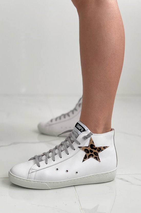 Sneakers 829/5 białe /srebro/gwiazda pantera