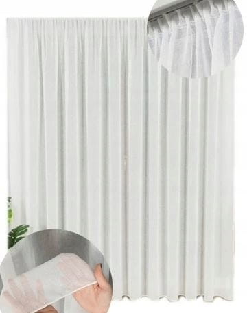 Firana Gładka Alicja Z Etaminy Offwhite 255x450 z ołowianką do salonu