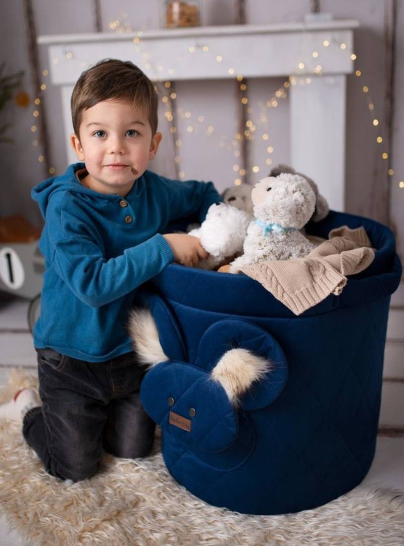 Kosz na zabawki Teddy Big Diamonds Deep Blue