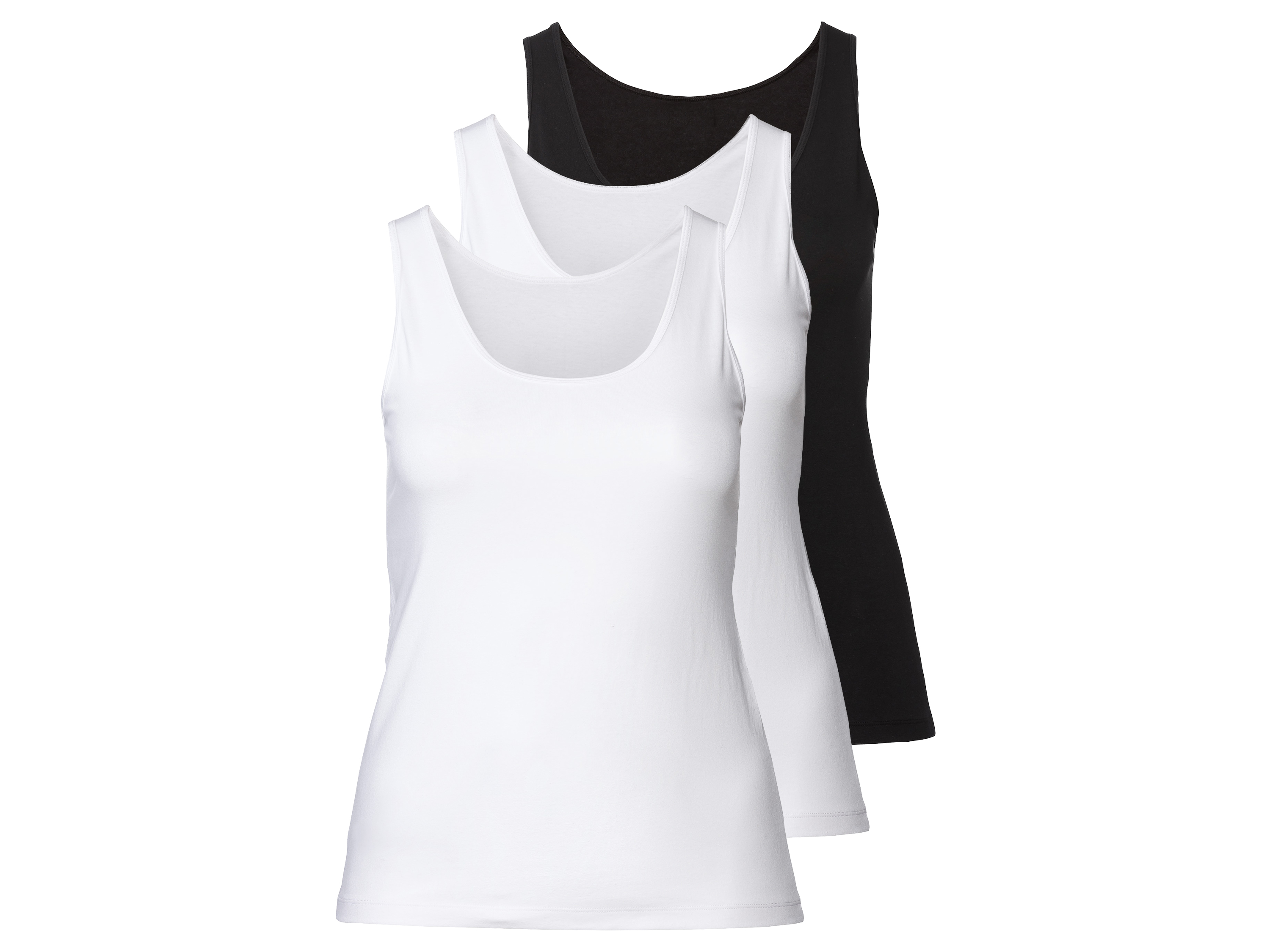 esmara Podkoszulki damskie z bawełną, 3 sztuki Czarny / biały, 3Xl56/58