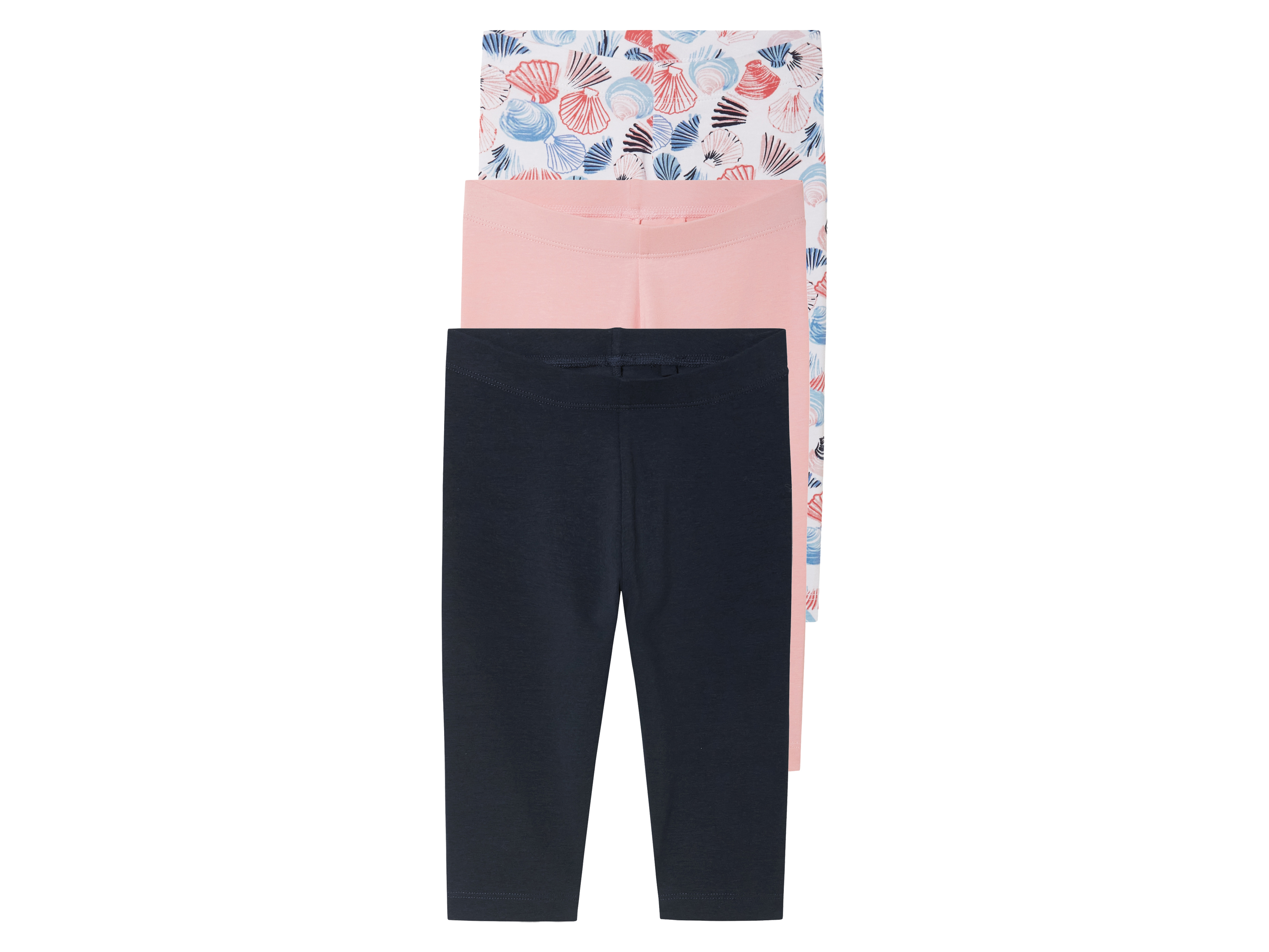 lupilu Legginsy dziecięce 3/4 z bawełną, 3 pary Granatowy/różowy, 98/104