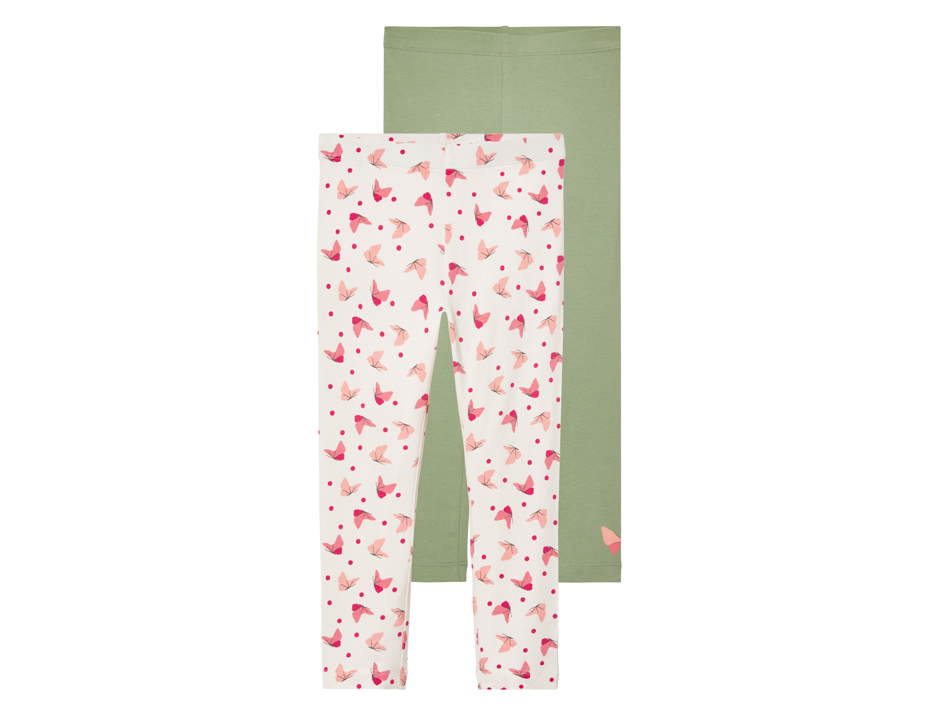 lupilu Legginsy dziecięce z bawełny, 2 pary Zielony/różowy, 98/104