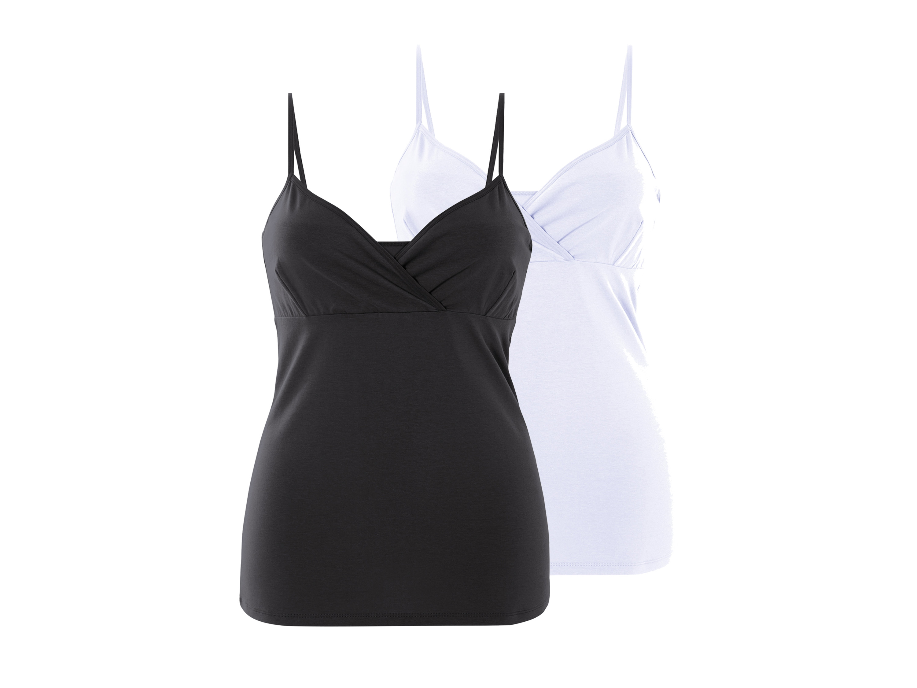 esmara Topy do karmienia damskie z biobawełną, 2 sztuki Czarny/ biały, Xl48/50
