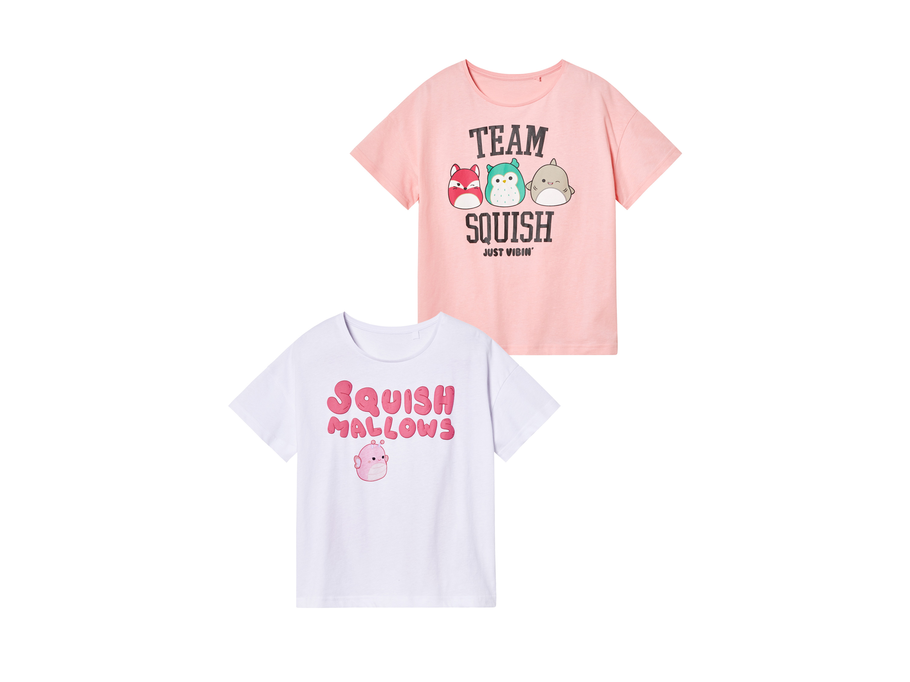 T-shirty dziecięce z bawełny, 2 sztuki Squishmallows, 158/164