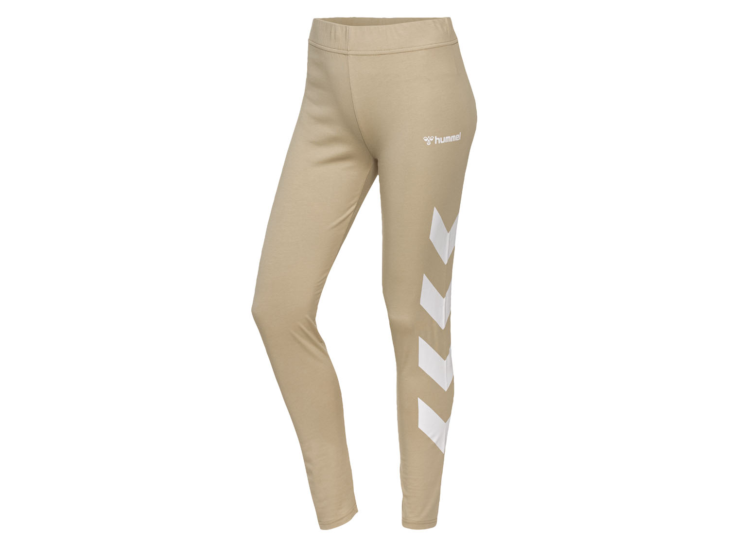 Hummel Legginsy damskie z logo, z bawełną S, Khaki