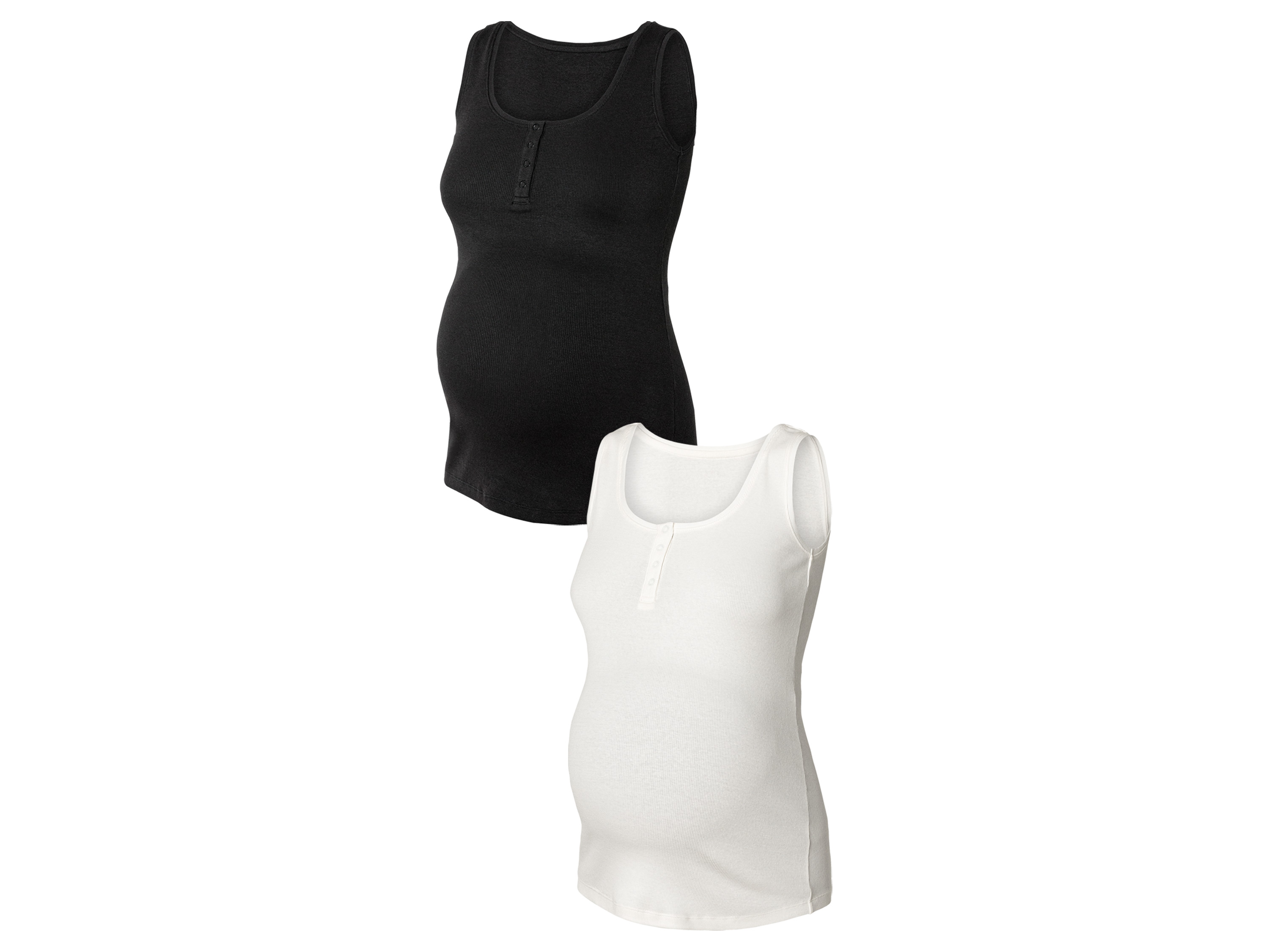 esmara Topy ciążowe z bawełną organiczną, 2 sztuki Czarny / biały, XS 32/34