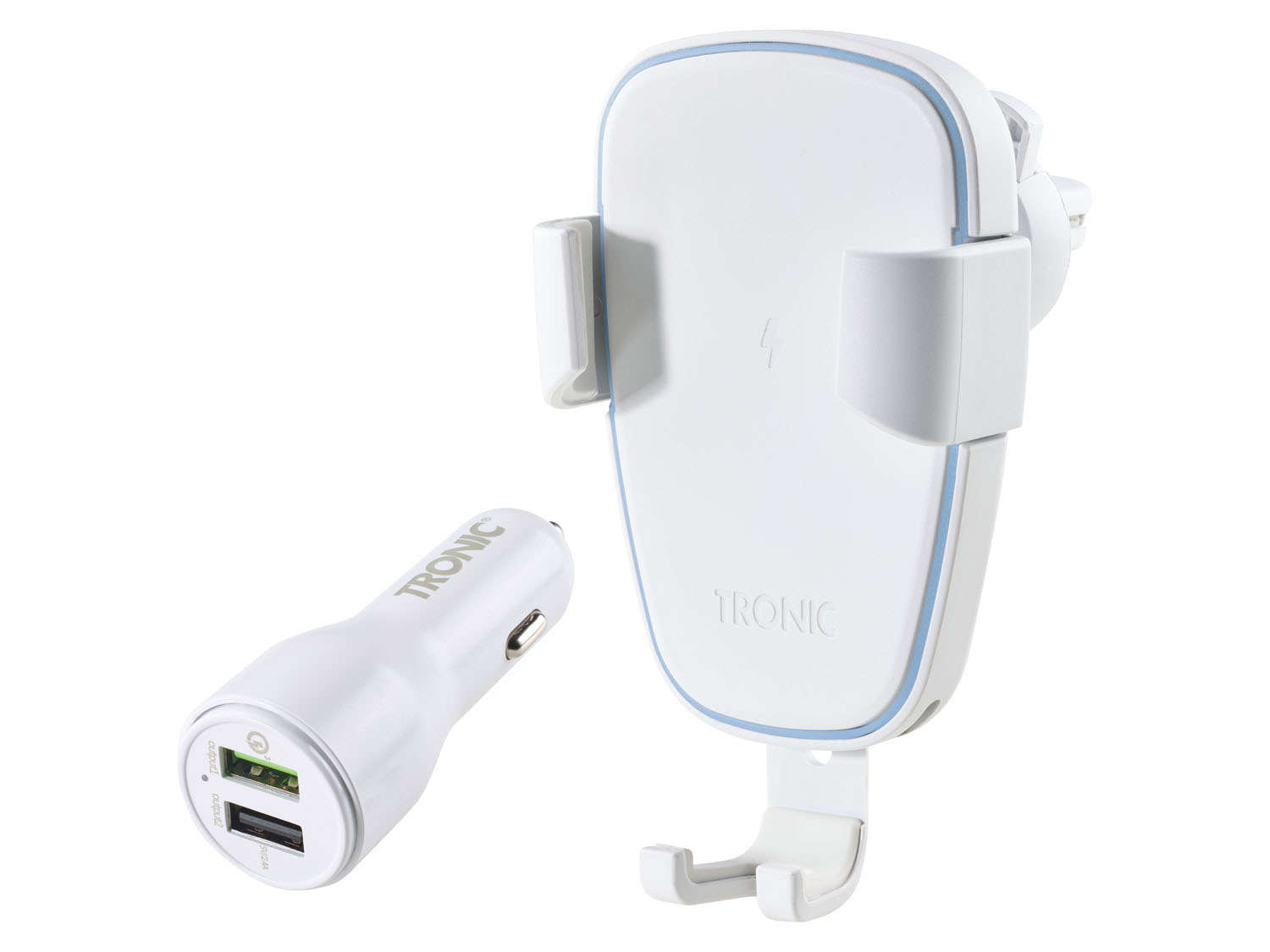 Tronic Uchwyt samochodowy na smartfona z ładowarką Qi , 10 W Biały