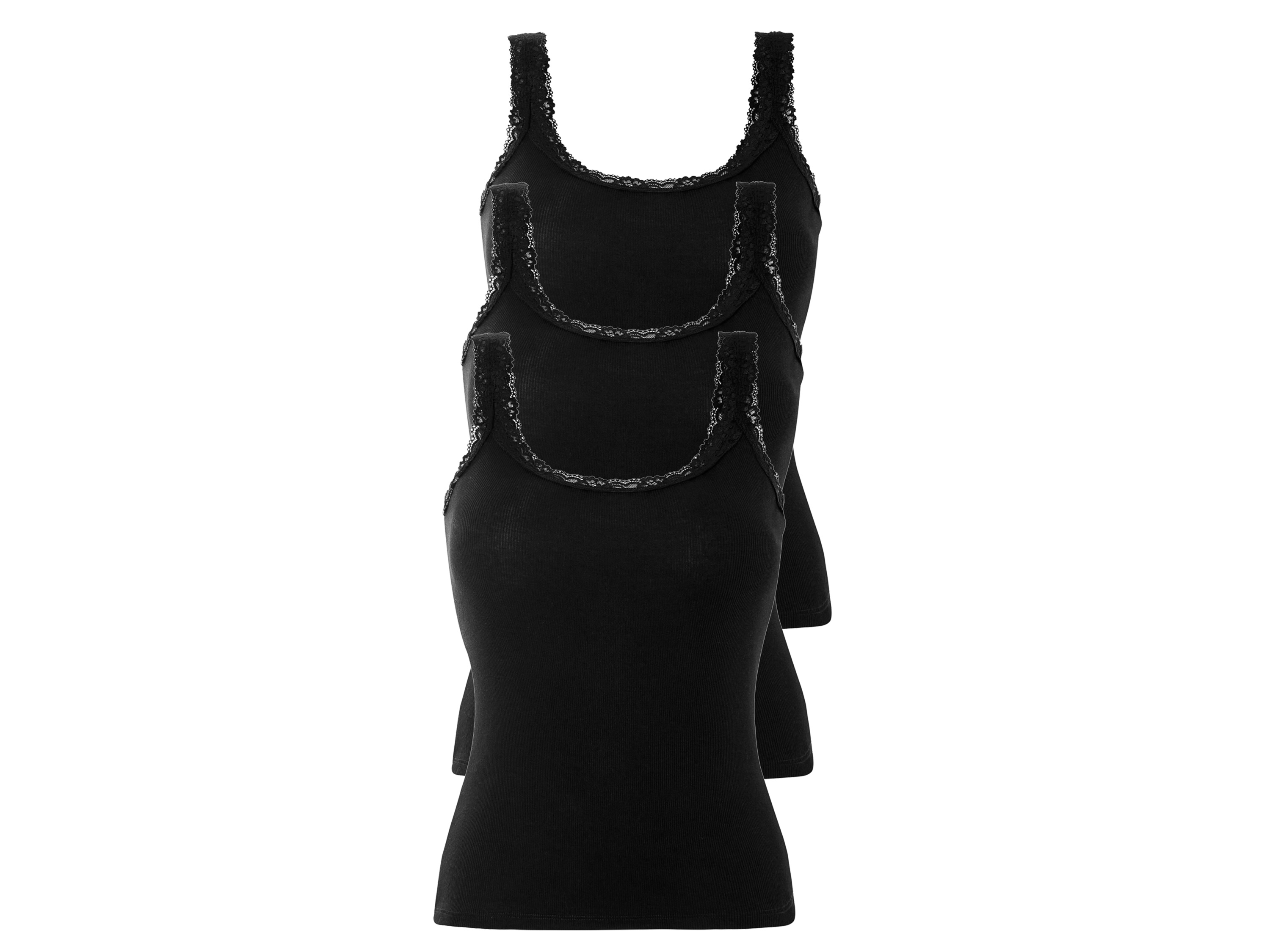 esmara Topy damskie z koronką, 3 sztuki S 36/38, Czarny