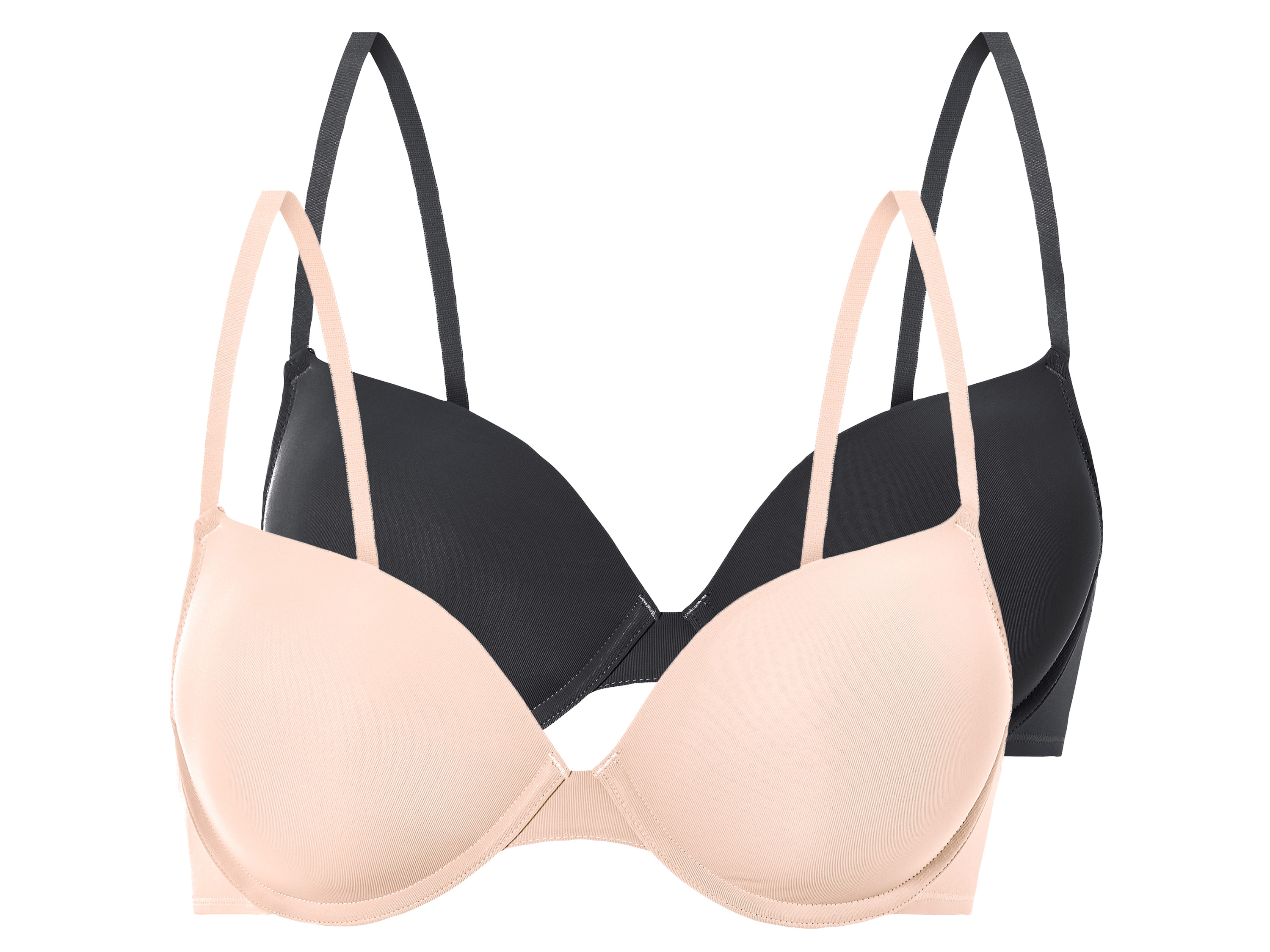 esmara Biustonosze push-up damskie, 2 sztuki Czarny/ beżowy, 80B