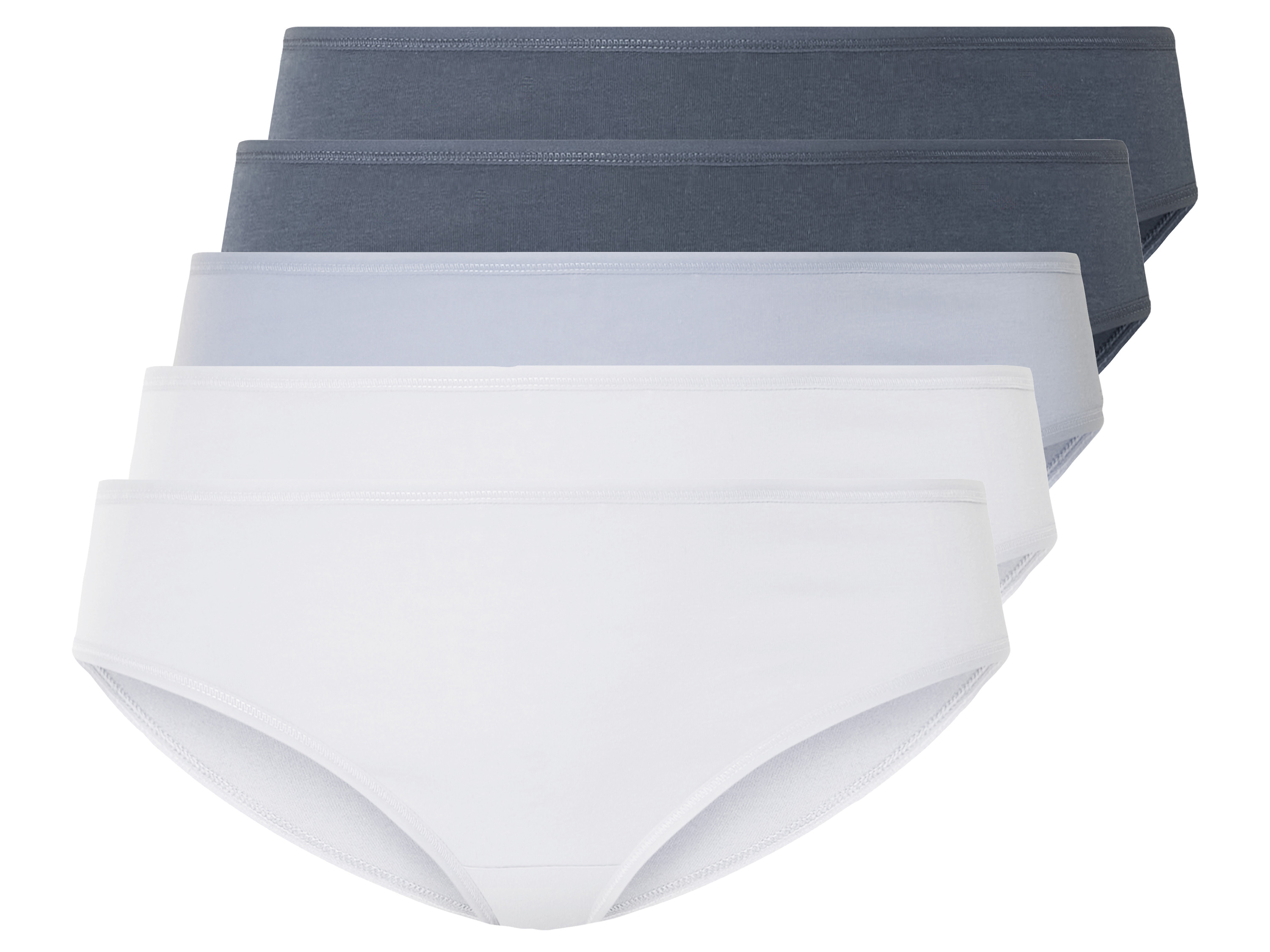 esmara Majtki damskie, 5 szt., wysoka zawartość bawełny Xl48/50, Ciemnoniebieski/ jasnoniebieski/ biały