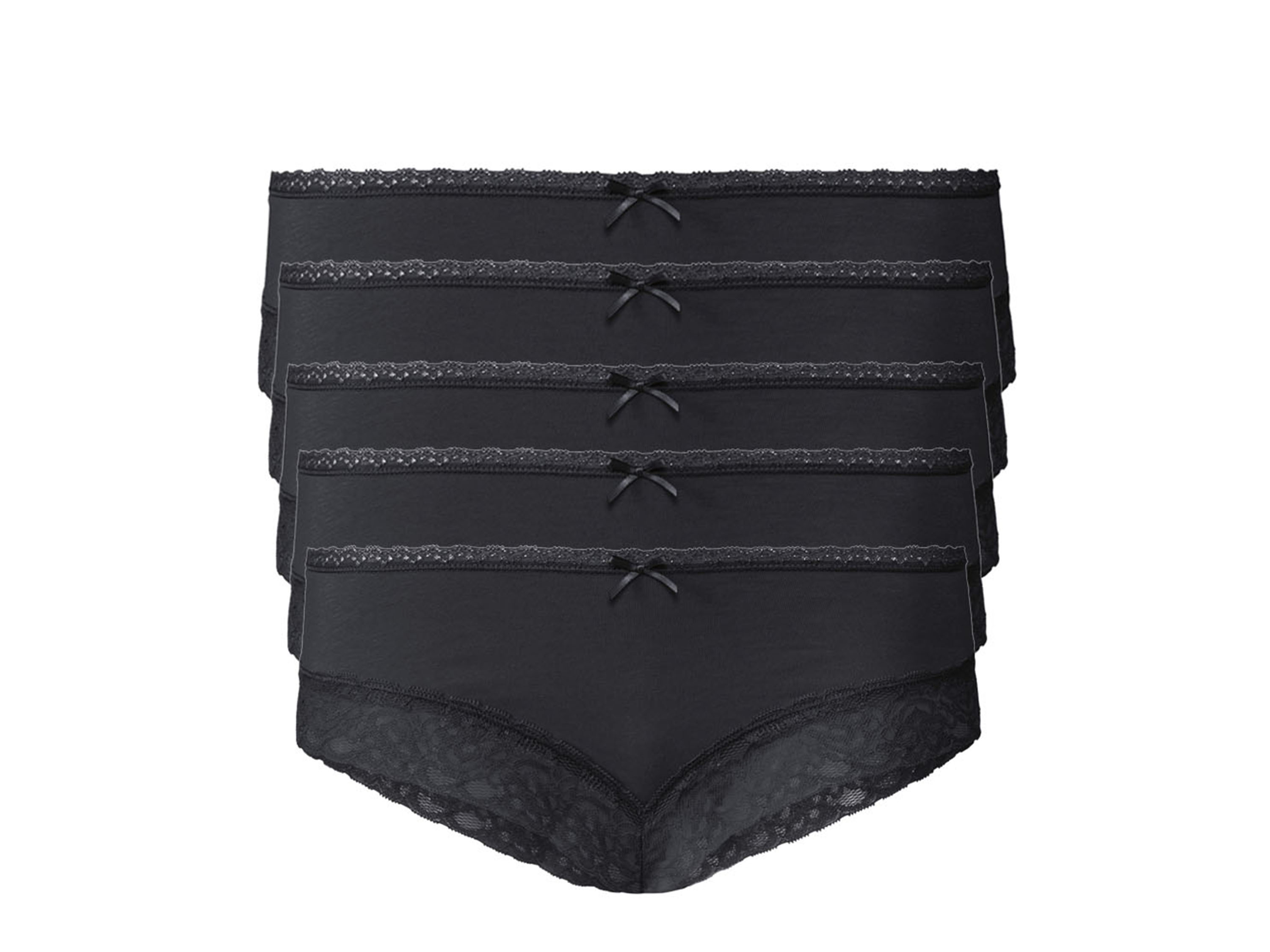 esmara Hipstery damskie z elegancką koronką, 5 par Czarny, S36/38