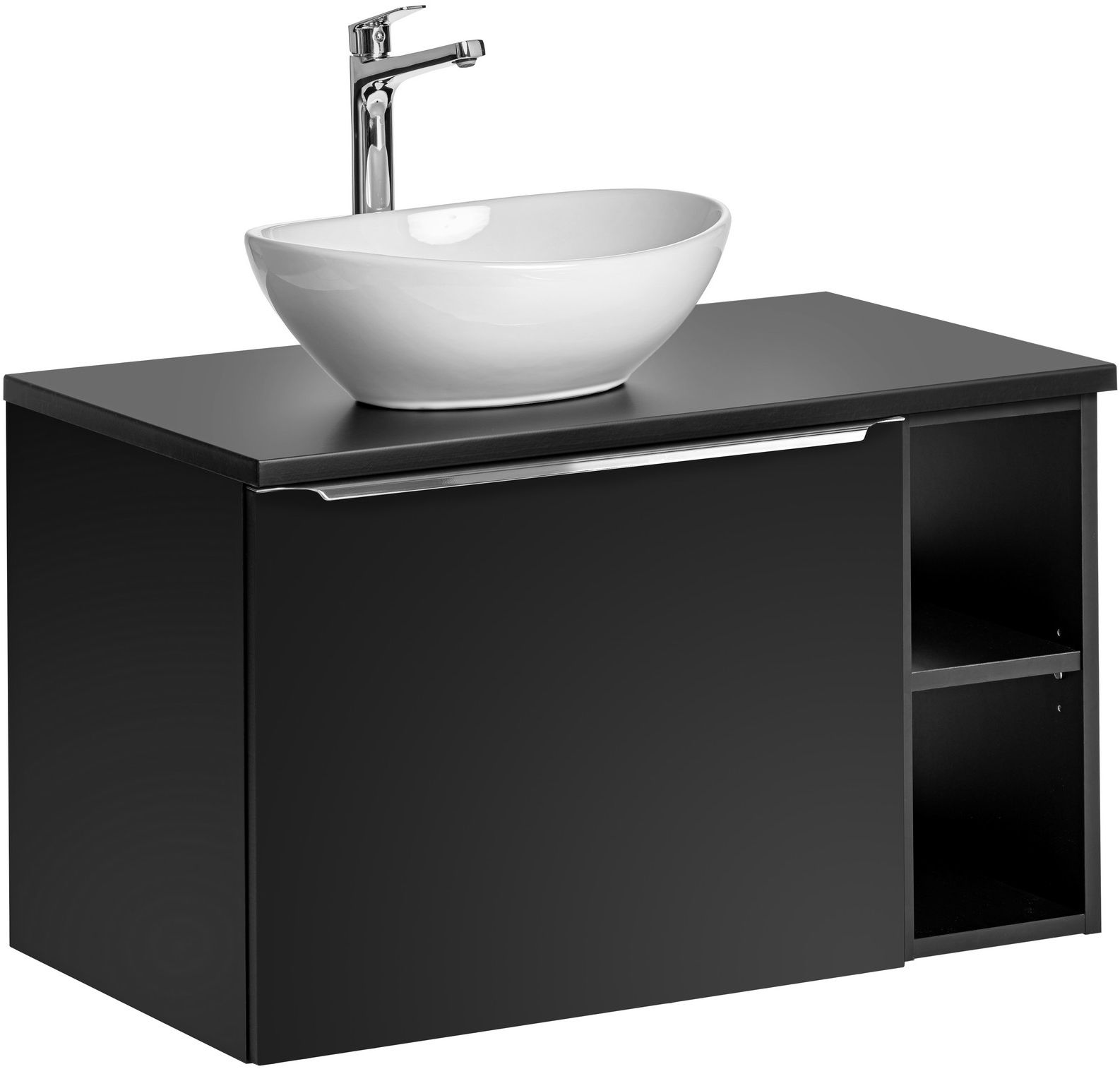 Darmowa Dostawa - Zestaw mebli łazienkowych 80x40x57 cm podumywalkowa wisząca czarna Comad Santa Fe Black SETSFBLB80CMUNLOLAGW