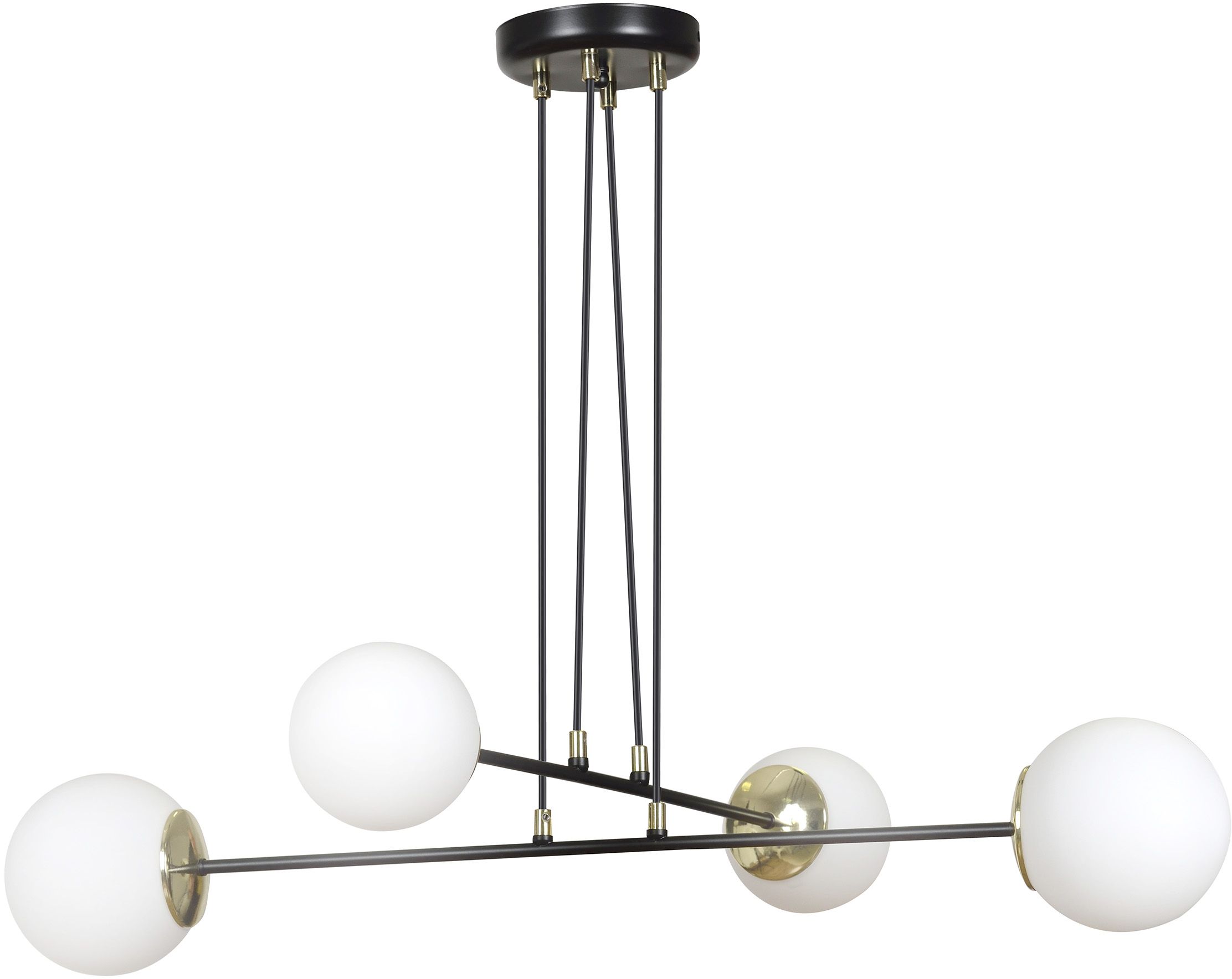 Darmowa Dostawa - Lampa wisząca 4x10 W czarna-złota-mleczna Emibig Ognis 9664