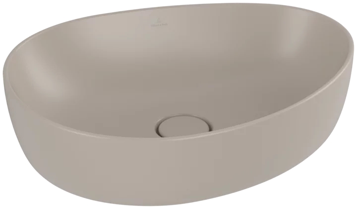 Darmowa Dostawa - Umywalka 51x40 cm owalna nablatowa brąz/beż Villeroy & Boch Antao 4A7351AM