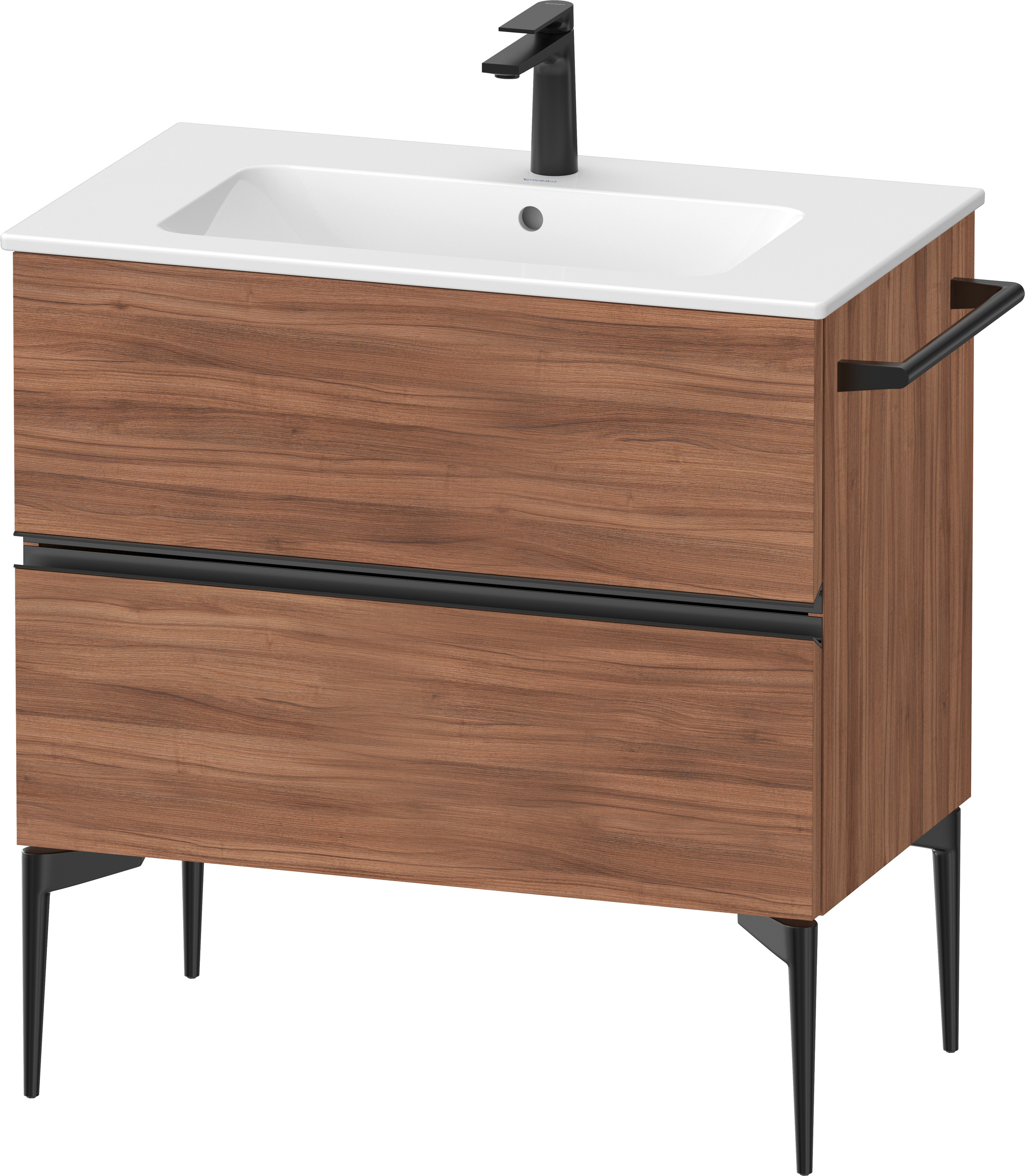 Darmowa Dostawa - Szafka 81x47.7x59.1 cm podumywalkowa wisząca czarna-orzech Duravit Sivida SV46440BD790000