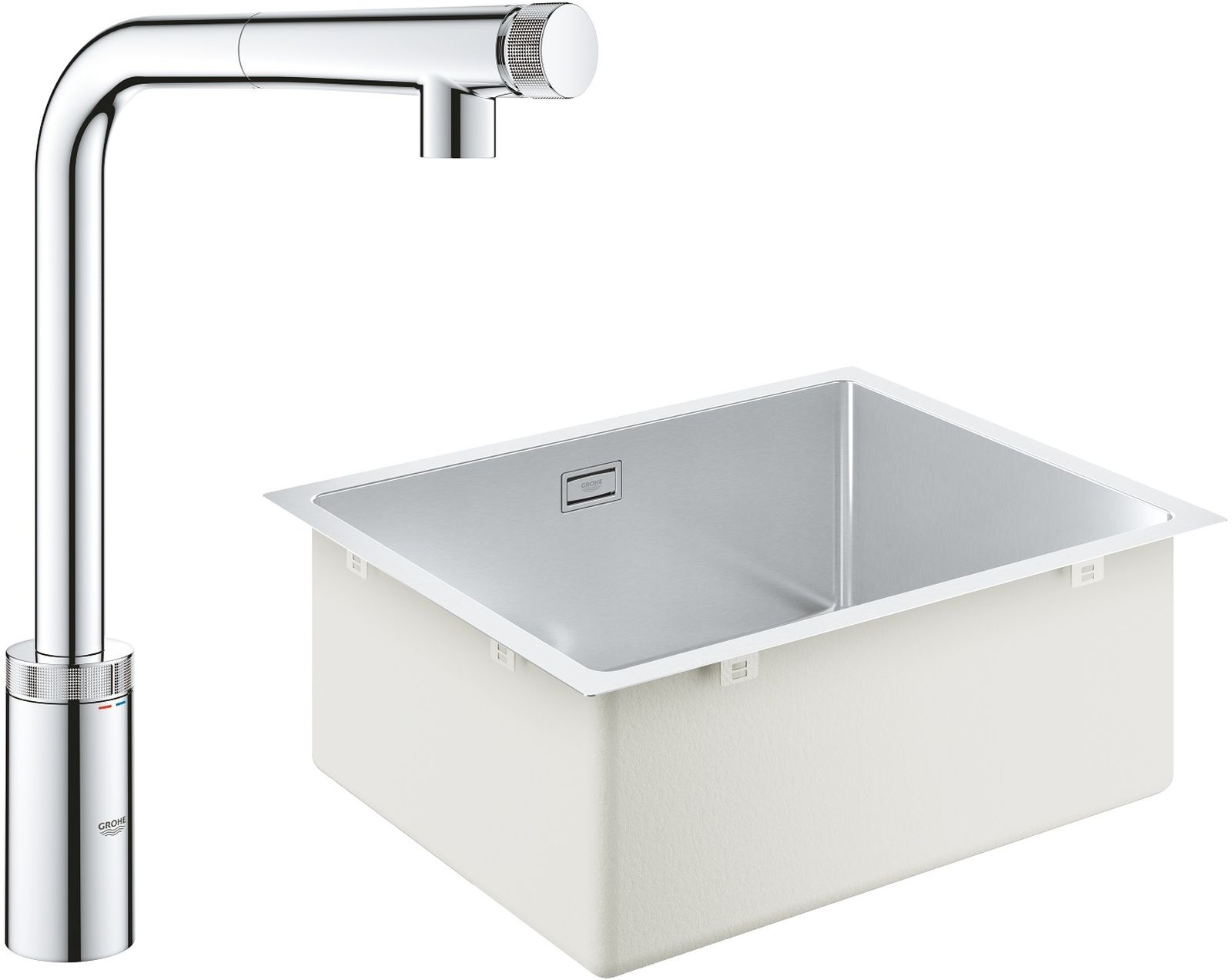Darmowa Dostawa - Zlewozmywak z baterią stal/chrom Grohe K700 abset1898