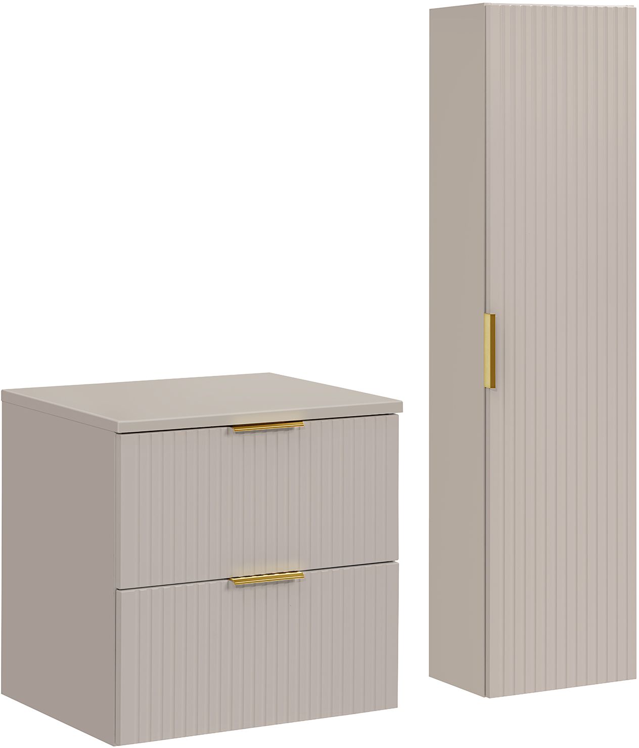 Darmowa Dostawa - Zestaw 2 szafek łazienkowych 60.6x46x cm podumywalkowa wisząca beżowa Comad Adel Cashmere SETADCBCASHMERE60CMHIGHCABINET
