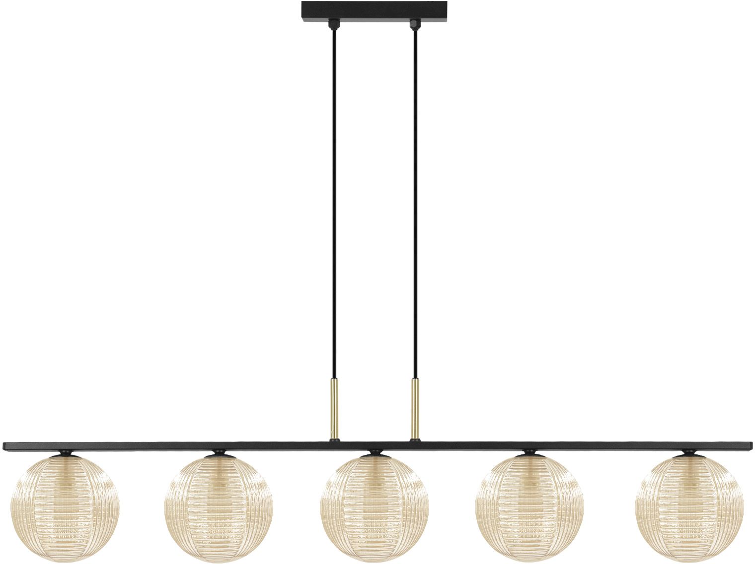 Darmowa Dostawa - Lampa wisząca 5x10 W czarna-złota-bursztynowa Kaja Giro K5688