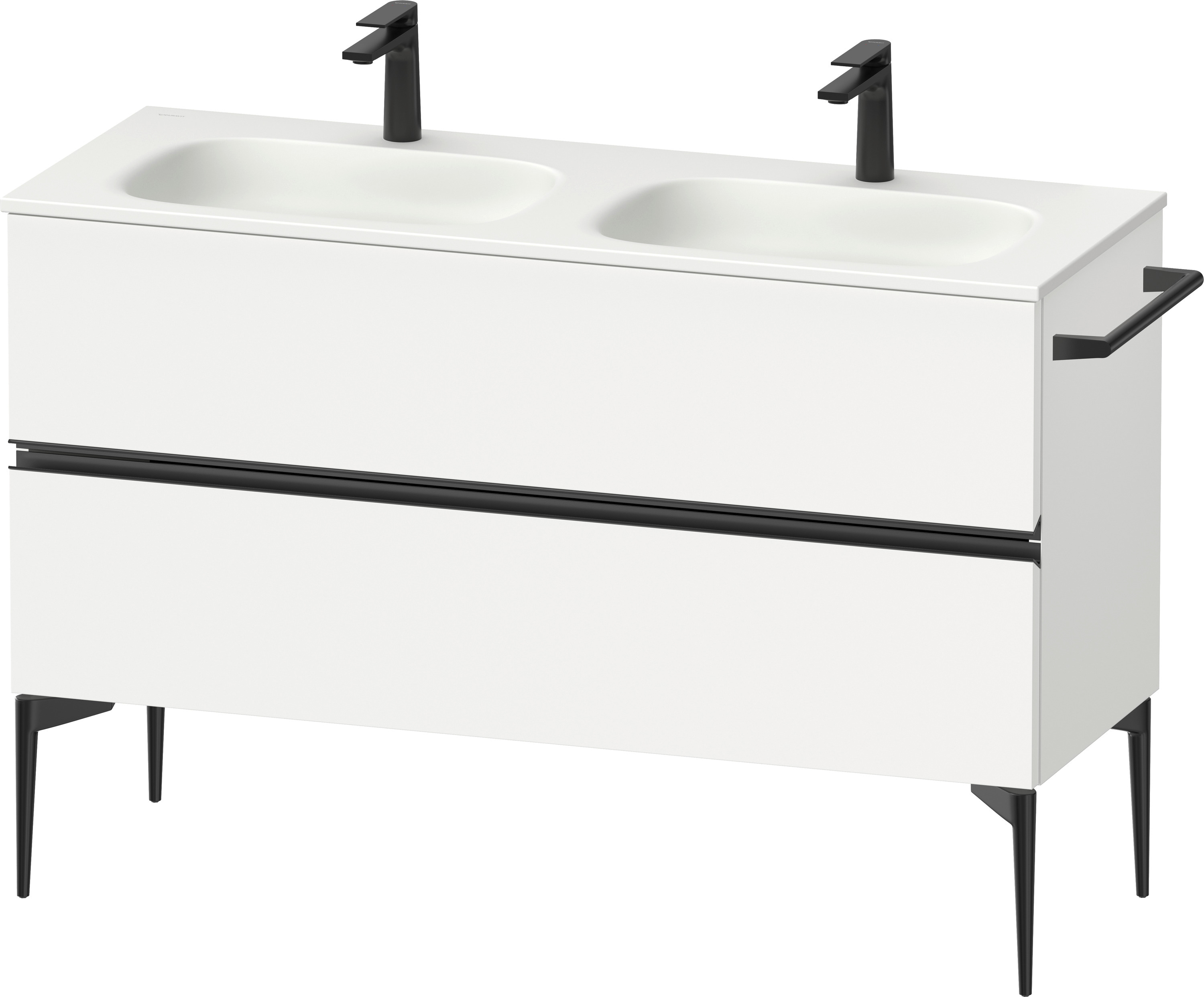Darmowa Dostawa - Szafka 128x47.7x59.2 cm podumywalkowa wisząca biała-czarna Duravit Sivida SV46540BD180000