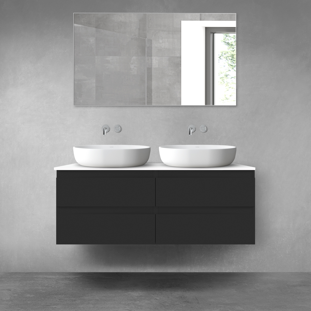 Darmowa Dostawa - Zestaw mebli łazienkowych 120x46.4x48.6 cm podumywalkowa wisząca biała Oltens Vernal 68216300