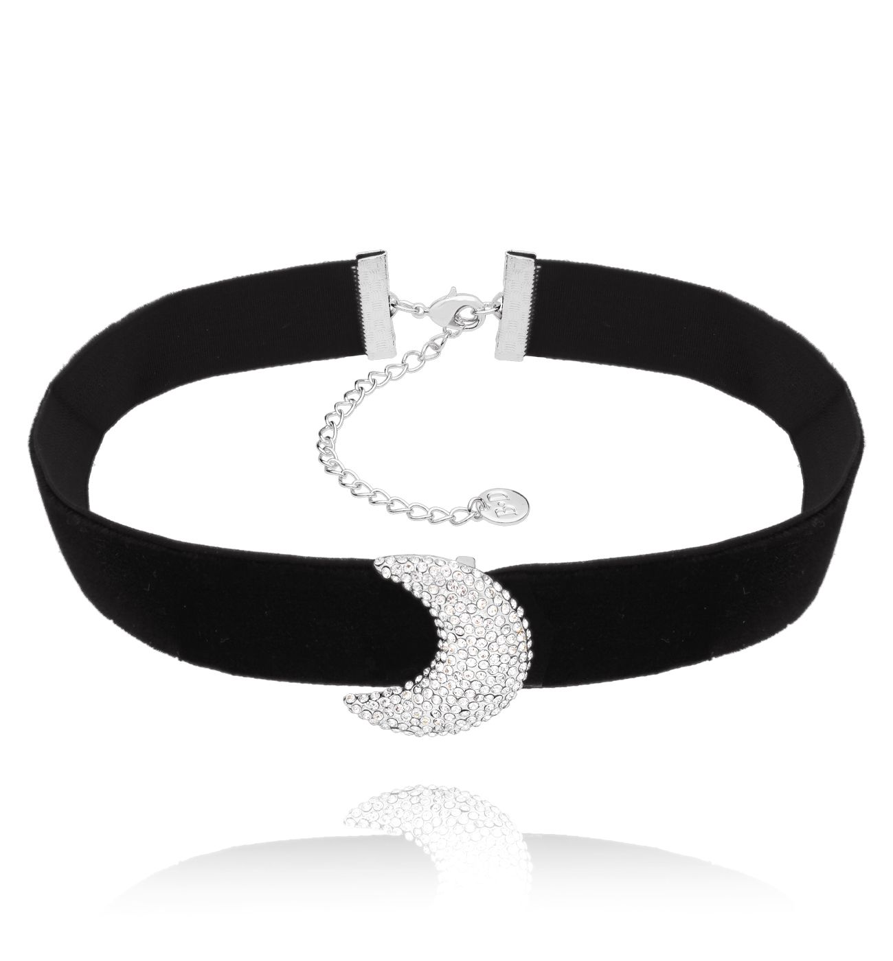 Choker czarny ze srebrnym księżycem Fabulous - By Dziubeka