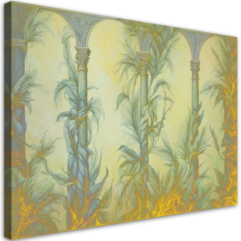 Obraz do salonu sypialni Feeby Kolumny Liście Boho Żółty 120x80 cm 1szt