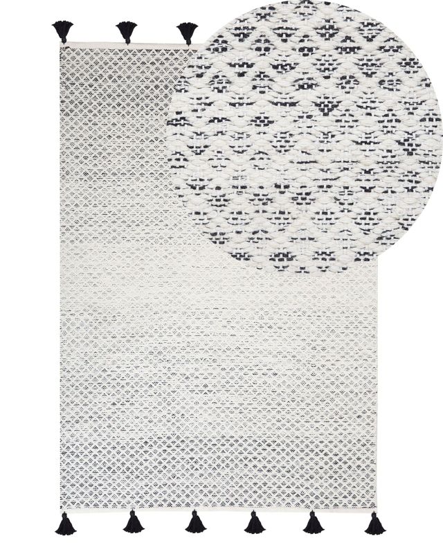 Dywan bawełniano-wełniany 140 x 200 cm czarno-biały Gemlik 1 szt.