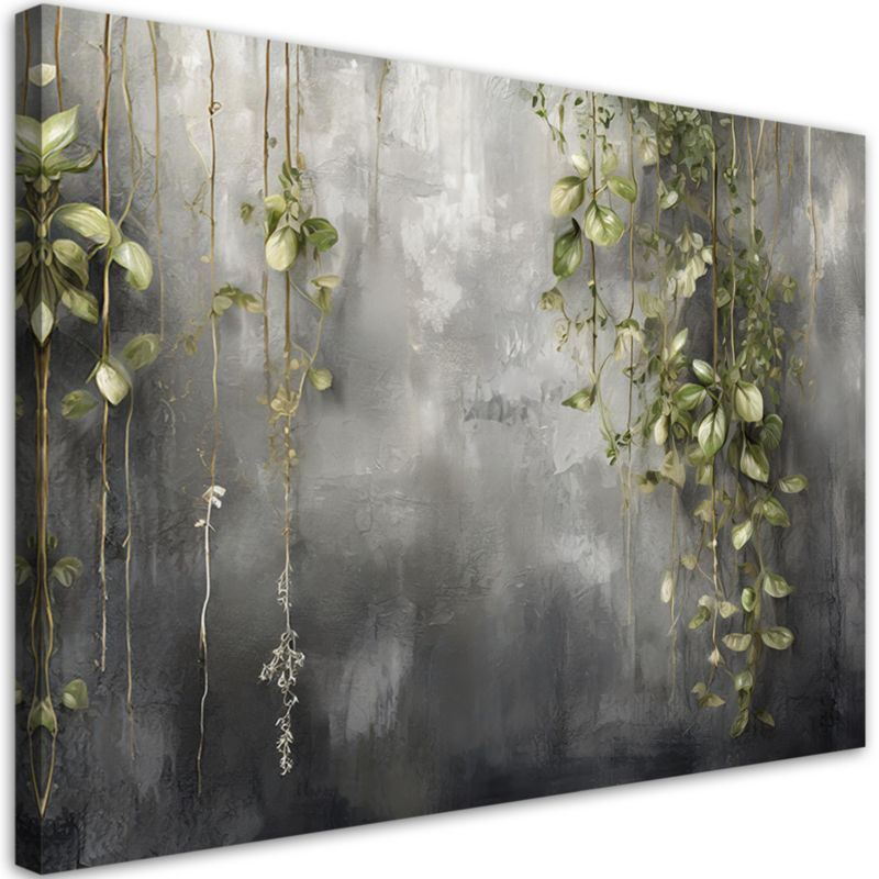 Obraz do salonu sypialni Feeby Beton Natura Zielone Liście 60x40 cm 1szt