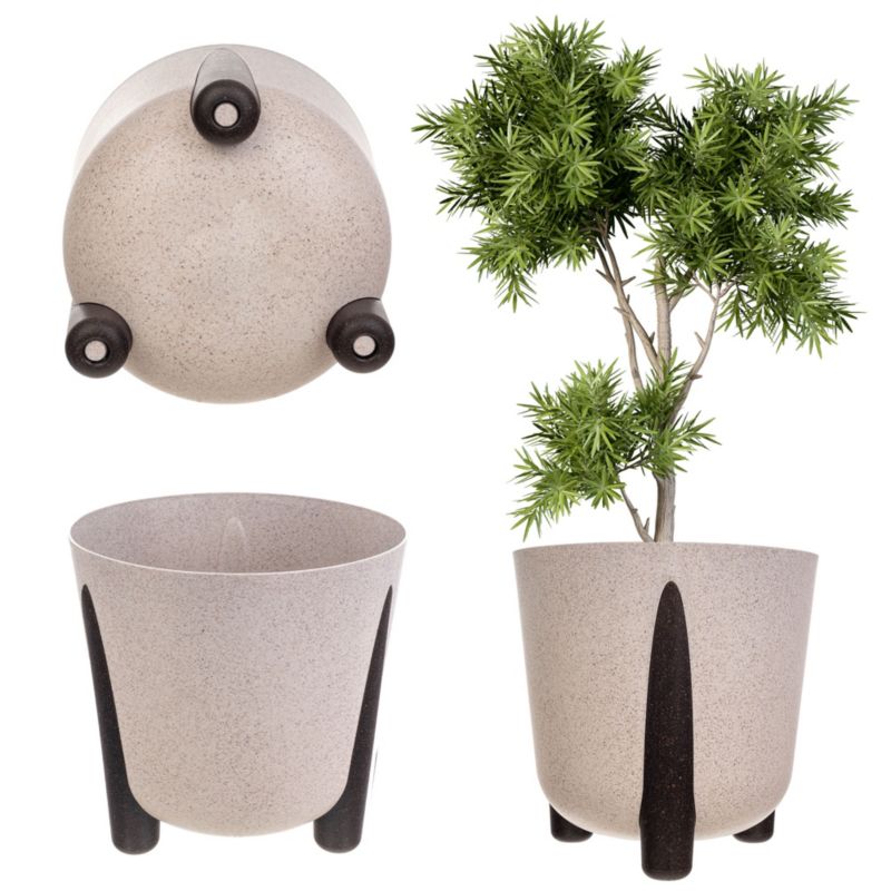 Doniczka KADAX Donica Na Kwiaty Eco Osłonka Nóżki Z Wkładem 26cm Biała 1szt.