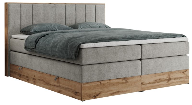 Łóżko kontynentalne MKS Meble BELLISSIMO KING 200x200 H4 jasnoszary struktura 1szt.