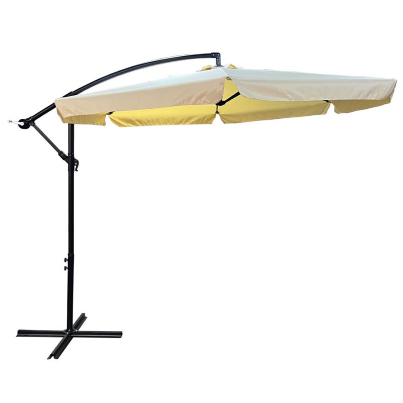 Wodoodporny parasol ogrodowy i tarasowy CYNIA w kolorze beżowym waga 11,7 kg wymiary 300x300x245 cm 1 szt.