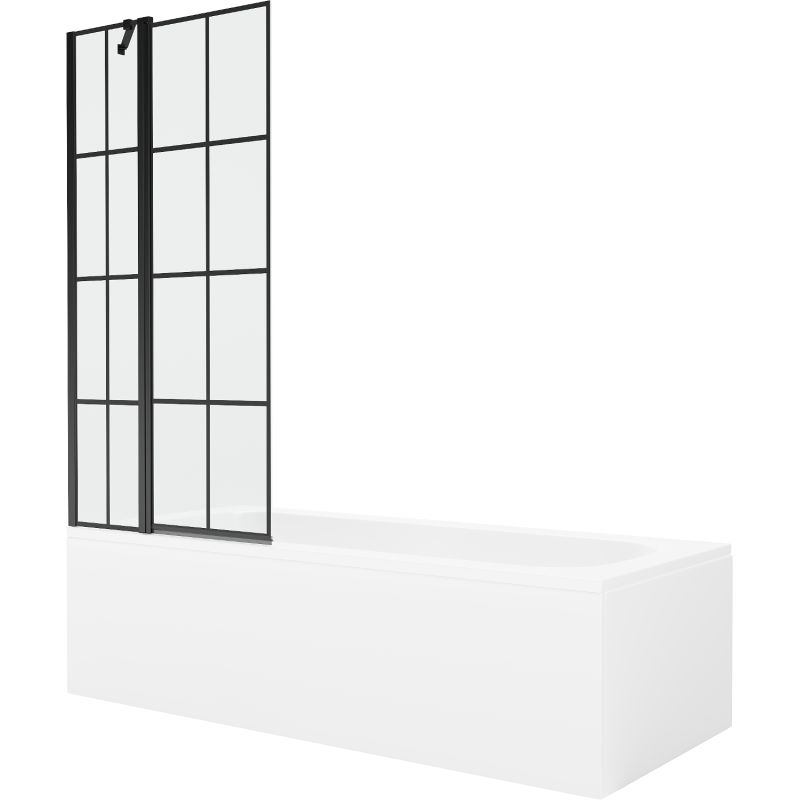 Wanna prostokątna Mexen Vega 170 x 70 cm z obudową i parawanem 1-skrzydłowym 80 cm czarny wzór 550117070X9408117077 1 szt.